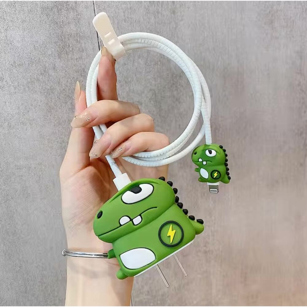 Green Dinosaur iPhone Charger Cable Protector P52